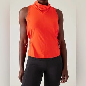 NWT Athleta Venture Out Orange Activewear Cowl Neck Orange Tank Top Size S